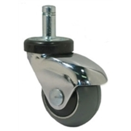 CASTERHQ 2" Gray Rubber, Chrome LUX Furniture Caster CH2CGR